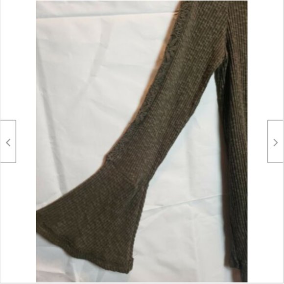 Knox Rose Olive Green Lace Up Flare Sleeves Top - Picture 3 of 7